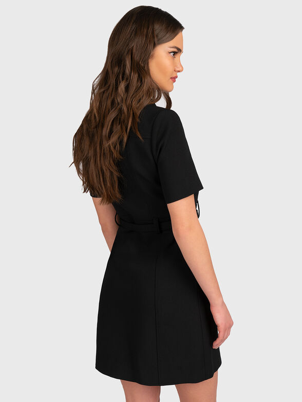 Black mini dress with belt - 2