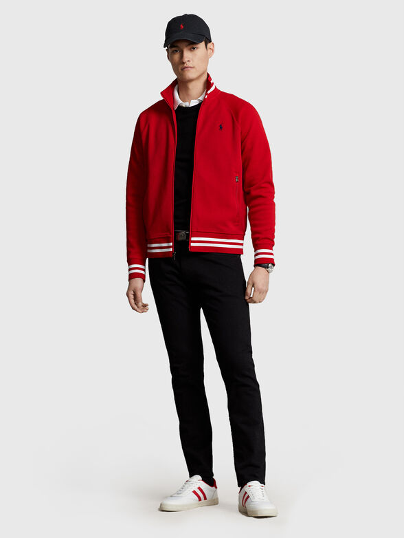 Red sweatshirt with contrast stripes  - 2