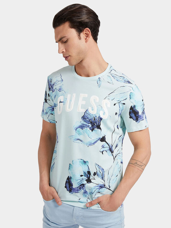 Natt T-shirt in blue color with floral accent - 1