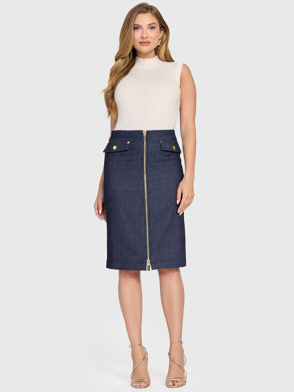 Denim midi pencil skirt - 4
