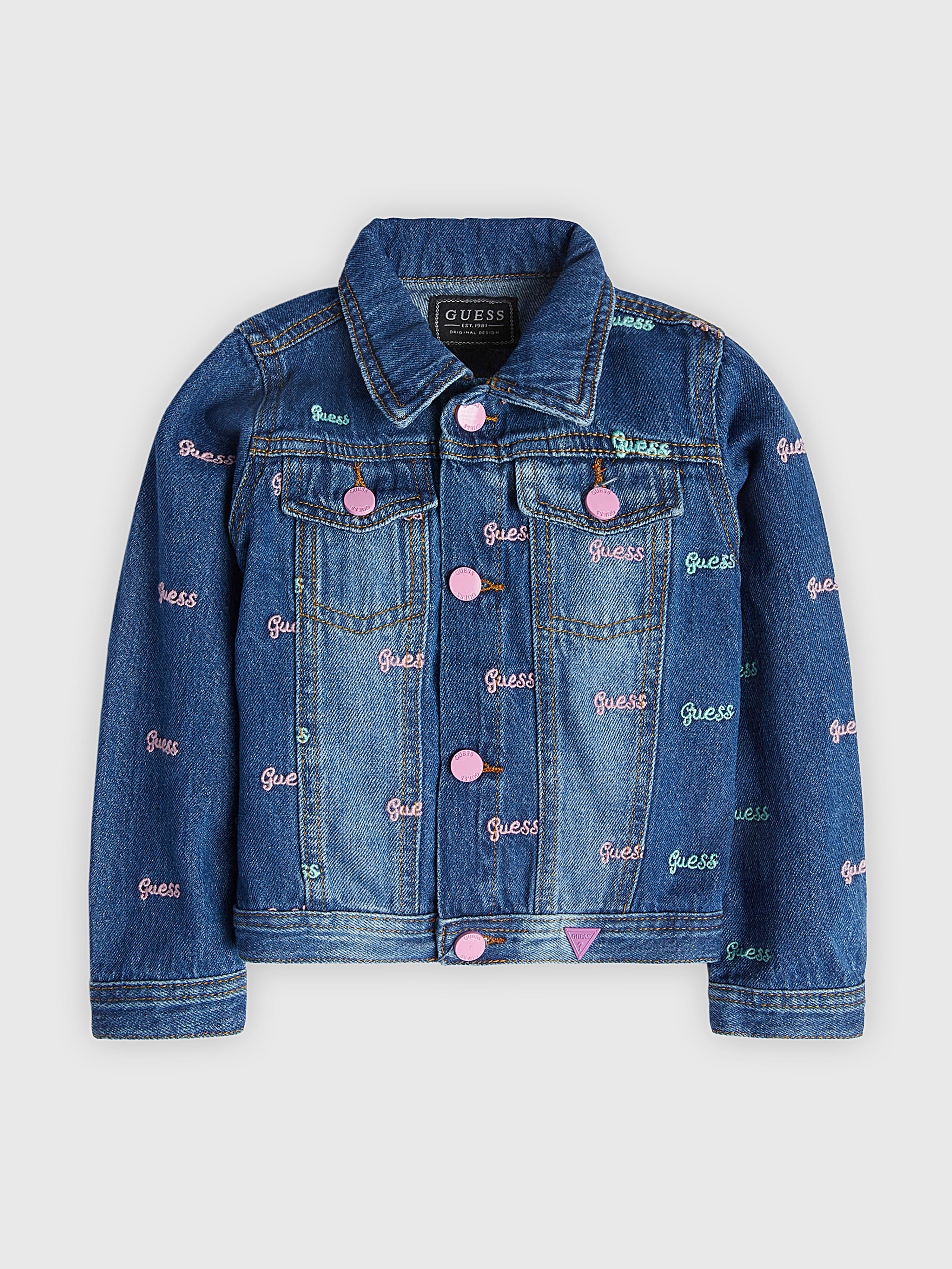 Denim jacket with logo embroidery brand GUESS Globalbrandsstore en