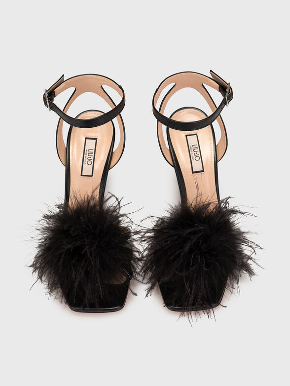 CAMELIA 08 black leather sandals heel - 6