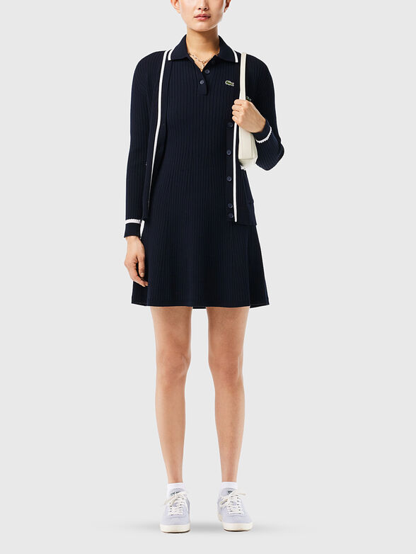 Dark blue mini dress with contrast trims - 4