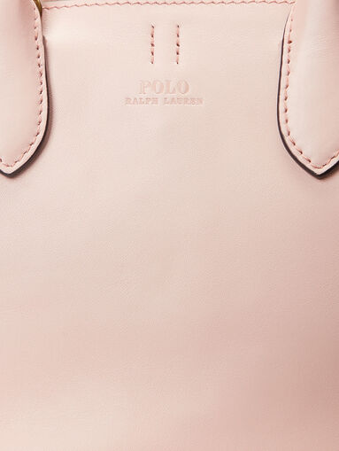 Small leather shopper bag in pale pink color - 5
