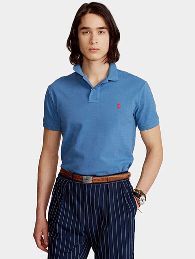 Blue cotton polo-shirt - 1