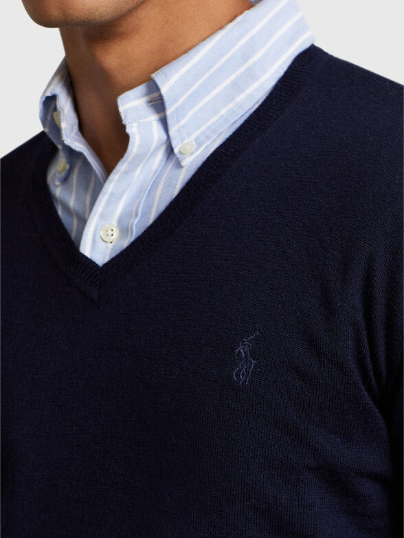 Dark blue wool sweater  - 4