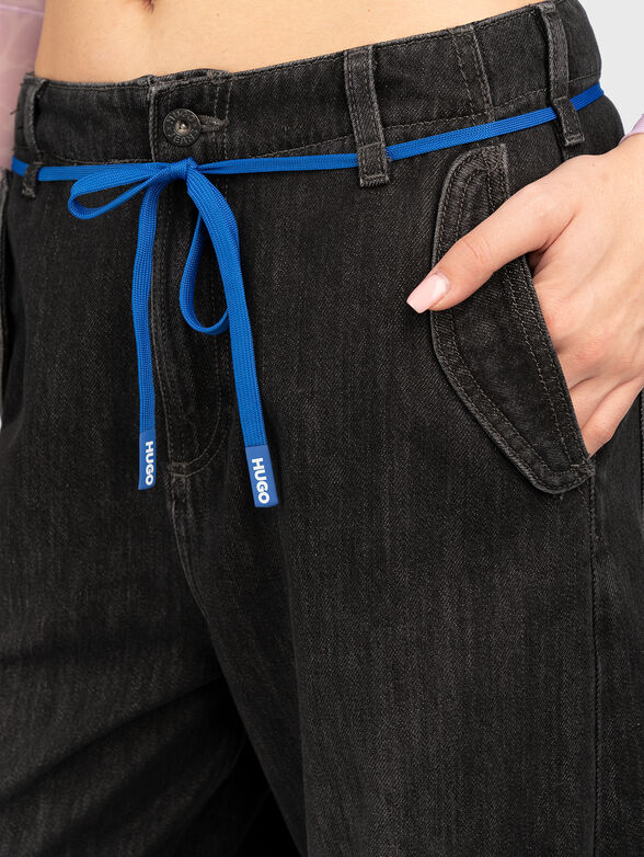 Cargo jeans with waist tie - 4