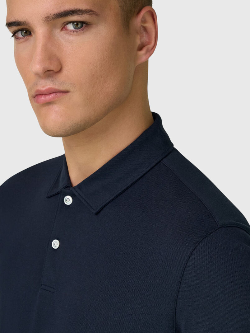 Dark blue short-sleeved polo shirt - 3