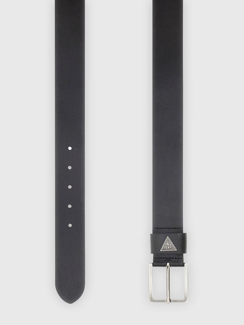 Black leather belt with logo detail - 2