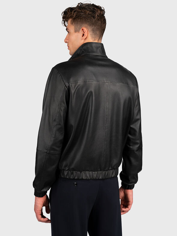 Reversible leather jacket with zipper - 4
