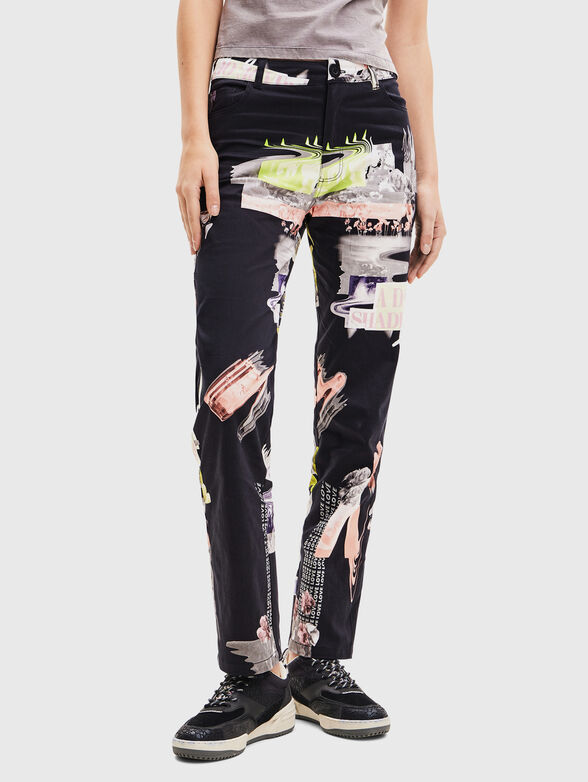 Trousers with multicoloured prints - 1