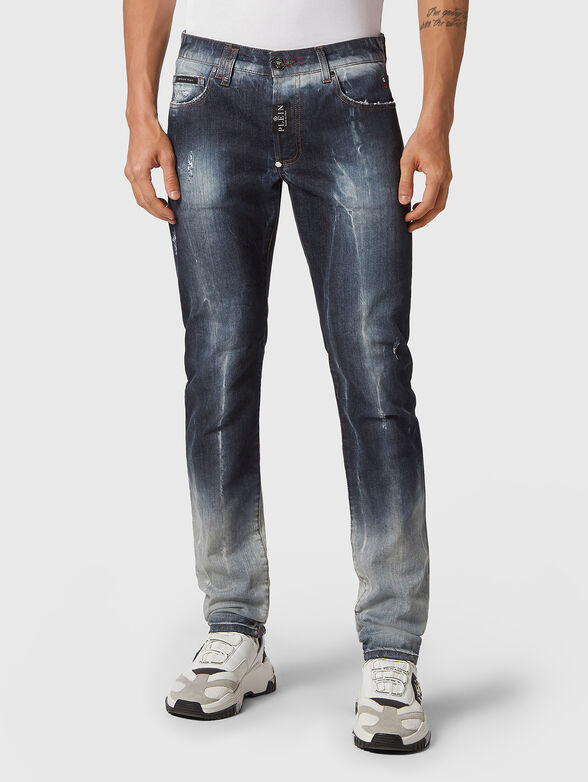 Distressed straight fit jeans - 1