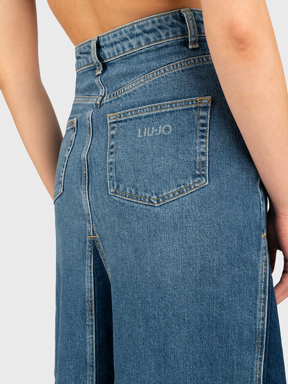 Denim midi skirt with logo - 2