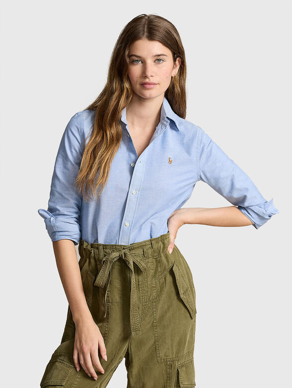 Blue shirt with mini logo embroidery - 1