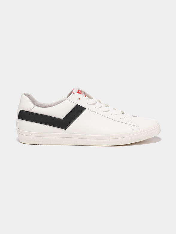 TOP STAR White unisex sneakers with black stripe - 1