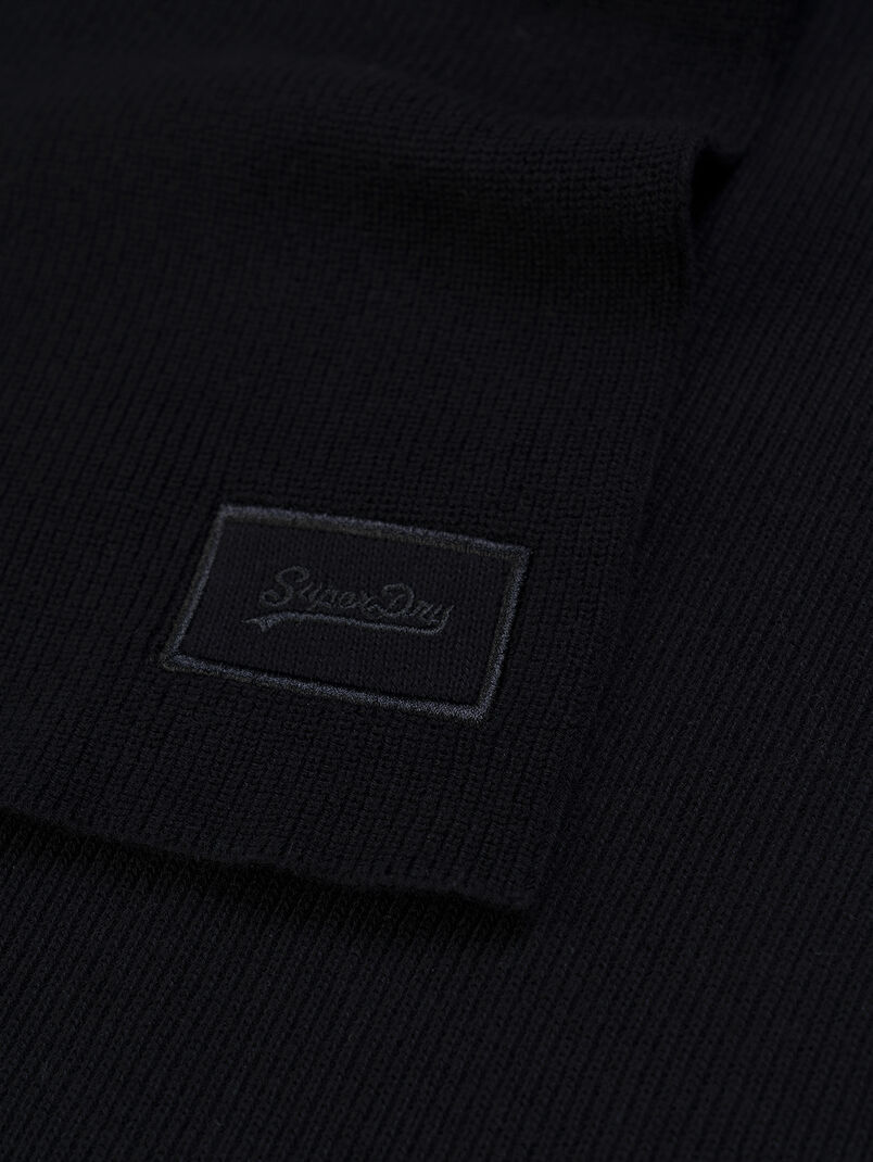Black scarf with logo detail - 3
