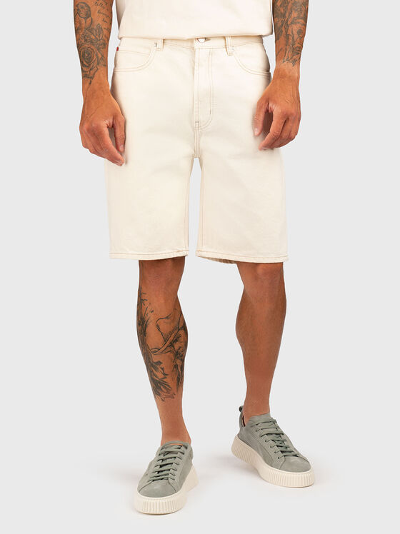 Denim shorts with logo - 1