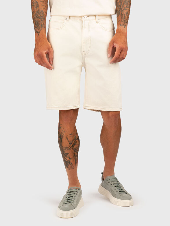 Denim shorts with logo - 1