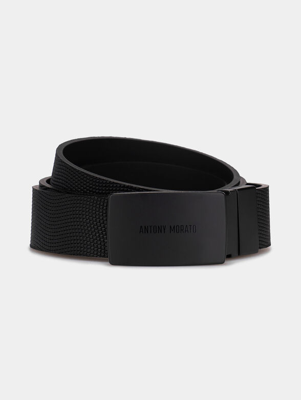 Reversible leather belt with black buckle - 1