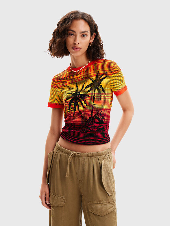 Knitted viscose blend T-shirt  - 1