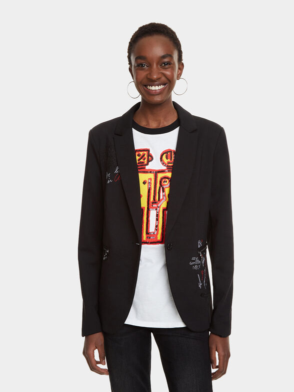 Black blazer with contrasting embroidery - 1