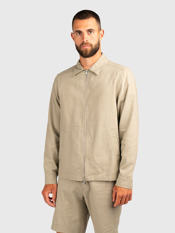 Linen and cotton collared jacket - 1