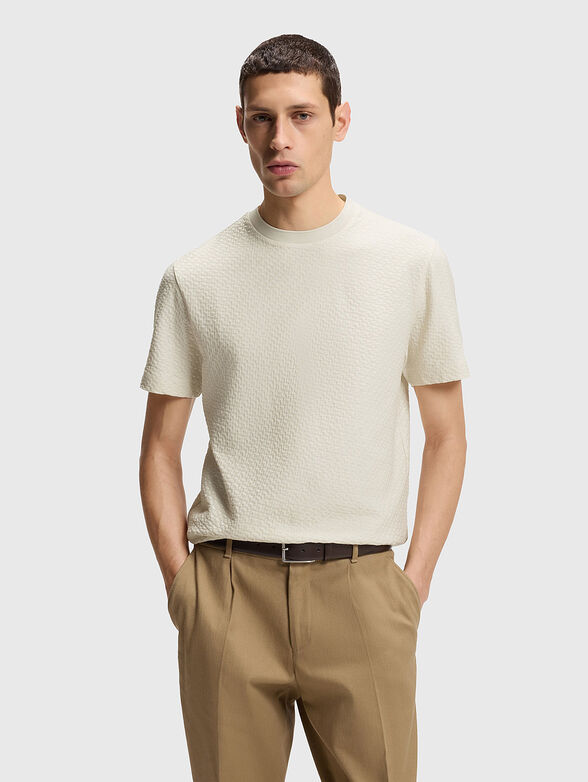 Cotton T-shirt with textured pattern - 1