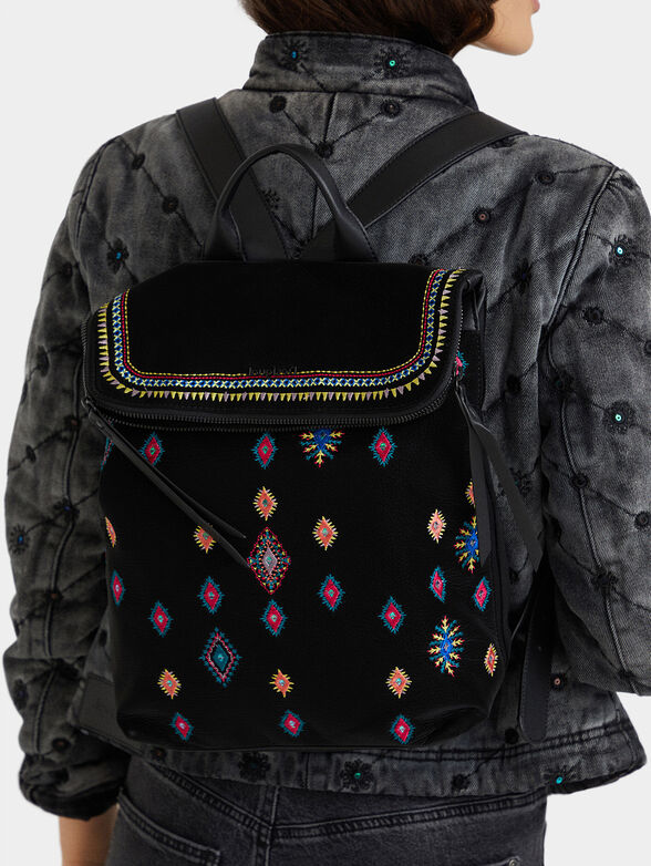 Square backpack with embroidery - 2