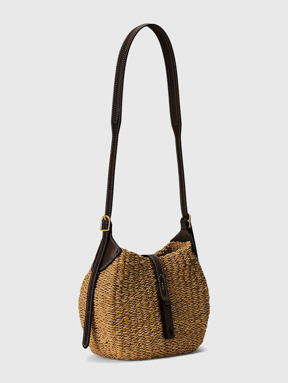 Raffia shoulder bag with mini logo - 5