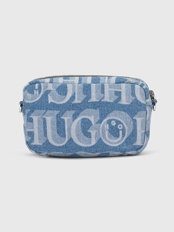 Crossbody bag with logo print in denim - 3