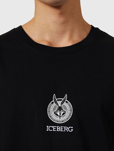Black cotton T-shirt with print - 4