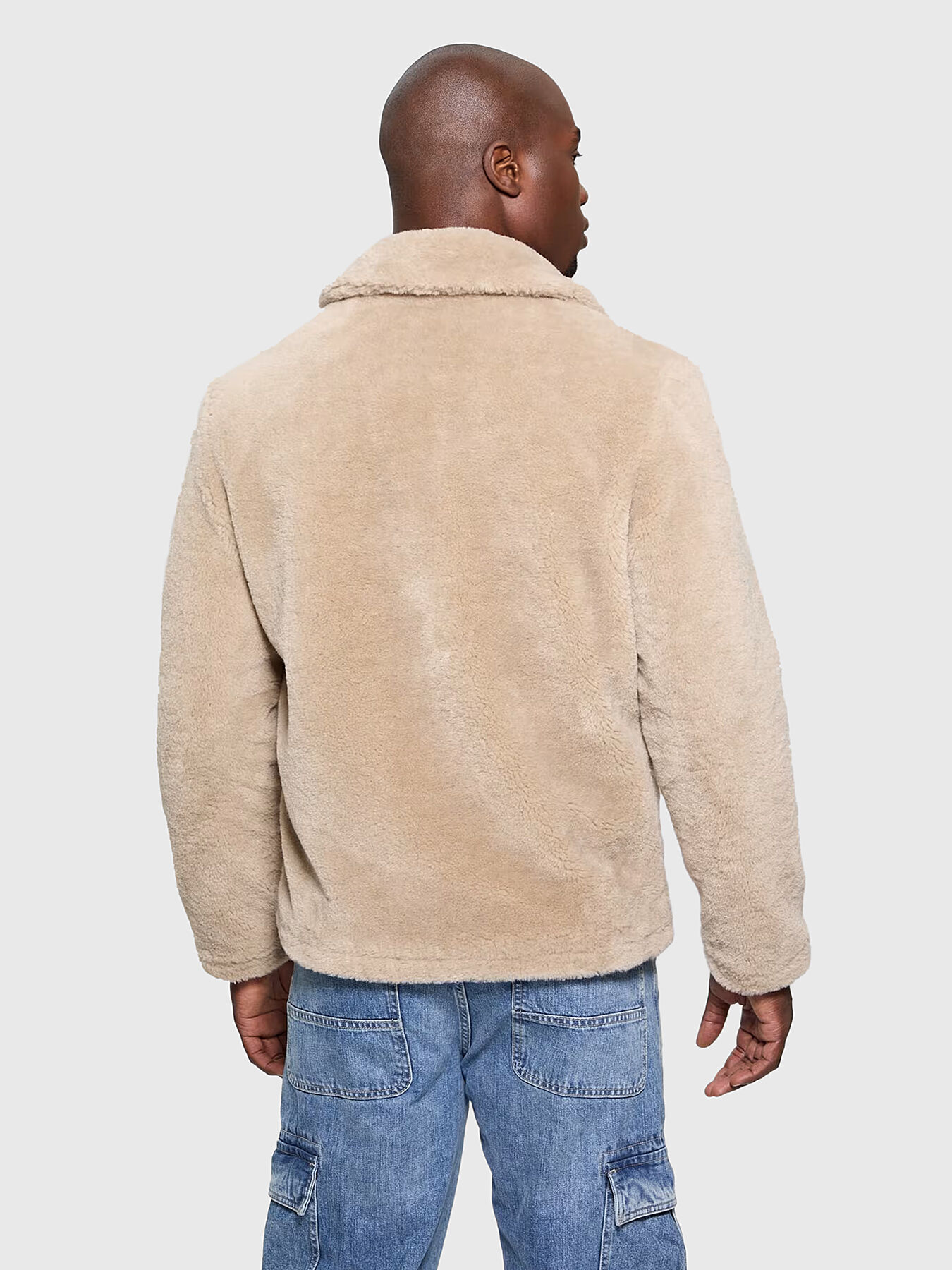 Beige eco fur jacket brand GUESS — Globalbrandsstore.com/en