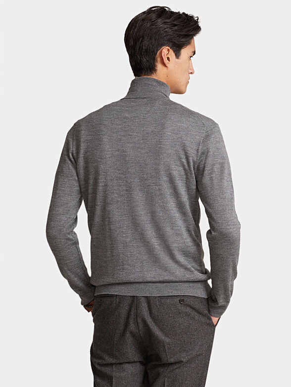 Gray wool turtleneck with embroidery logo - 3