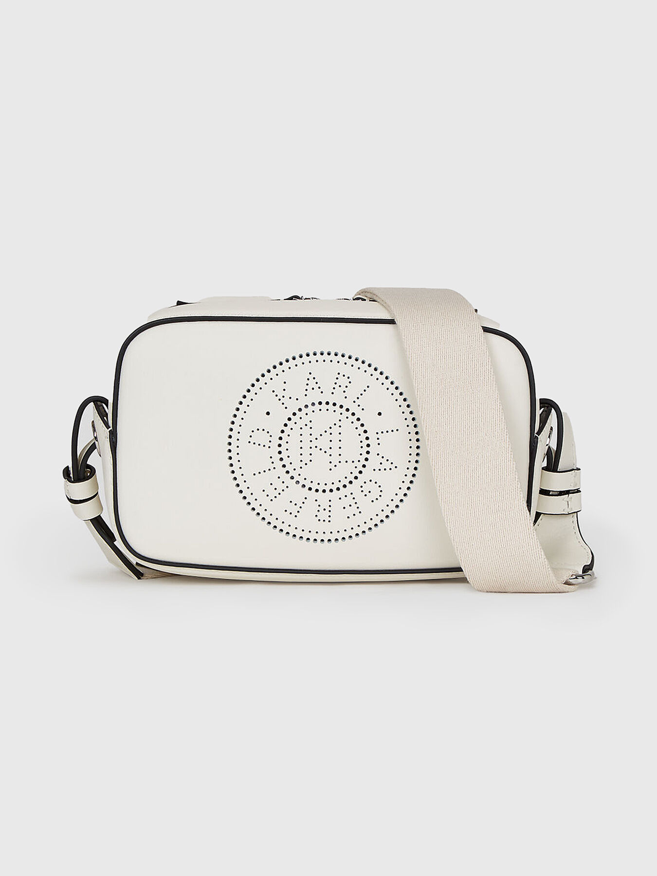 K/CIRCLE leather crossbody bag with logo perforation brand