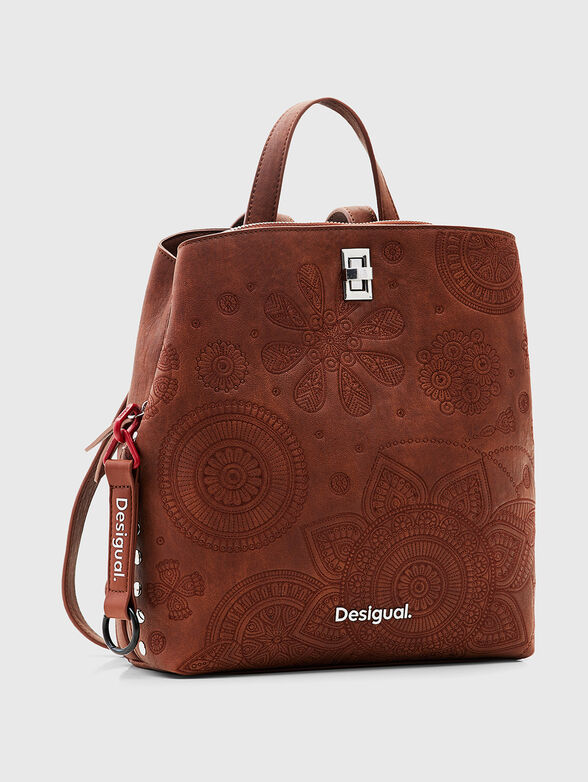 Black backpack with relief texture - 2