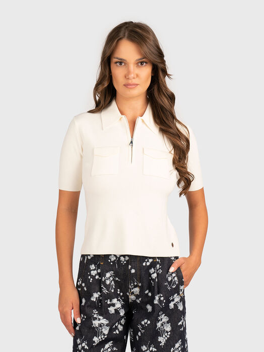 Knitted polo shirt with zip