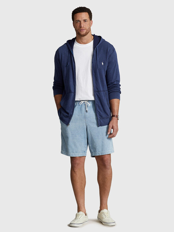 Cotton sweatshirt with hood and zip - 2