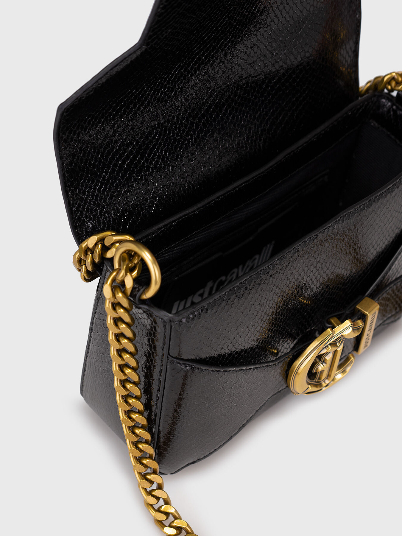 Crossbody bag with snake texture brand Just Cavalli