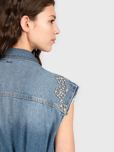 Short denim dress with crystals - 3