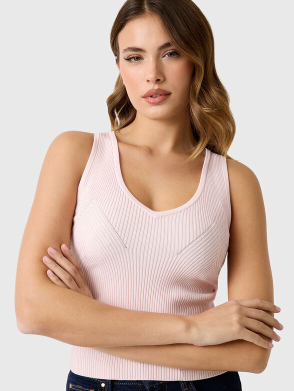 Pink ribbed knit top - 4