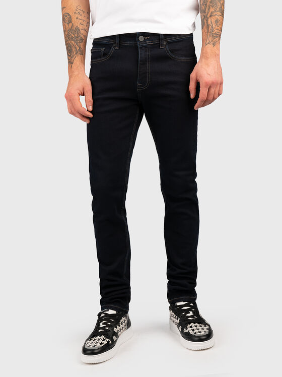 Black cotton blend jeans  - 1