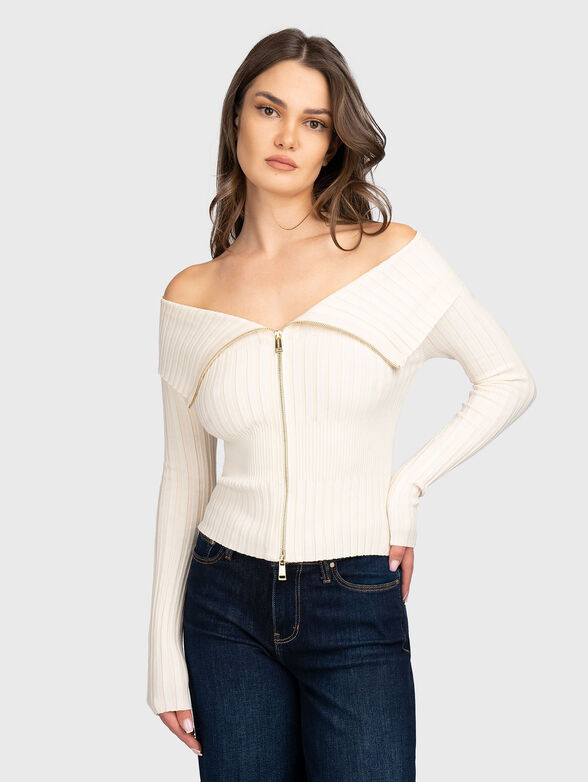 Drop-shoulder cardigan in viscose blend - 1