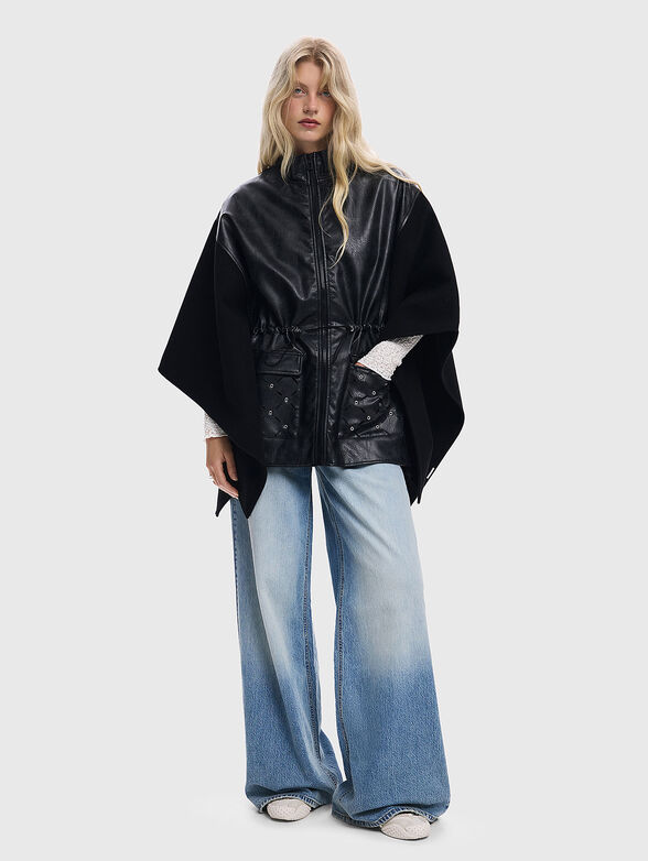 Faux leather poncho with zip - 2
