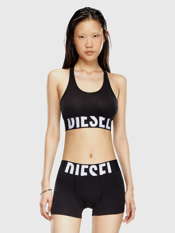 Cotton bustier with logo detail - 1