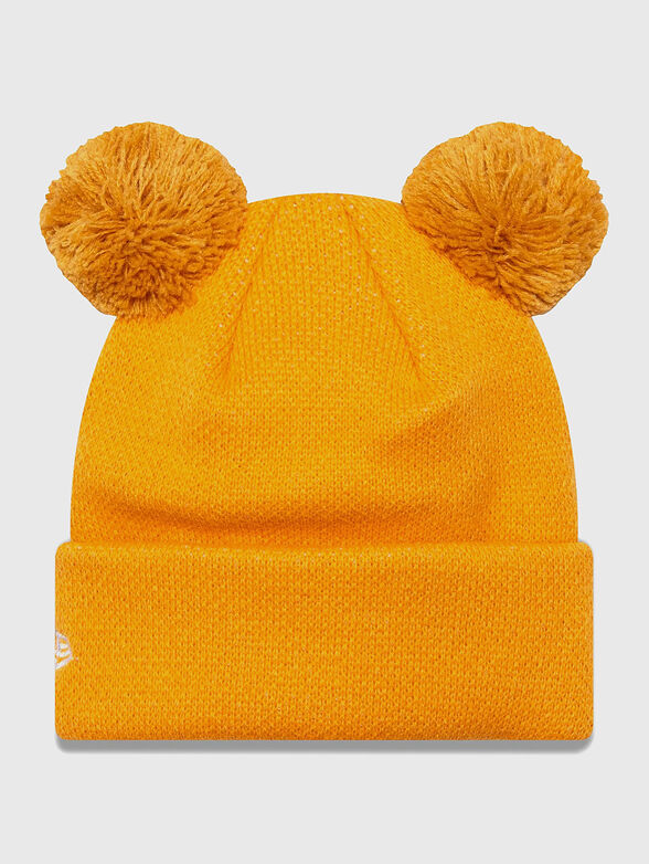 Orange knitted hat with pom pom - 2
