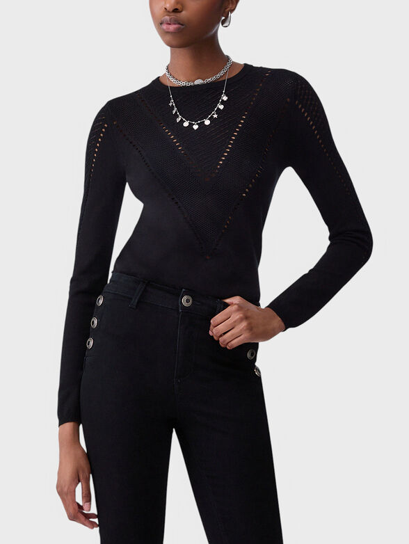 Sweater with accent cutouts - 1