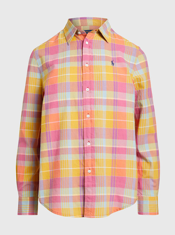 Cotton shirt with plaid multicolour print - 1