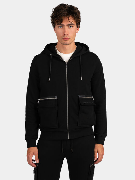 Суитшърт с качулка и лого принт на гърба - 1