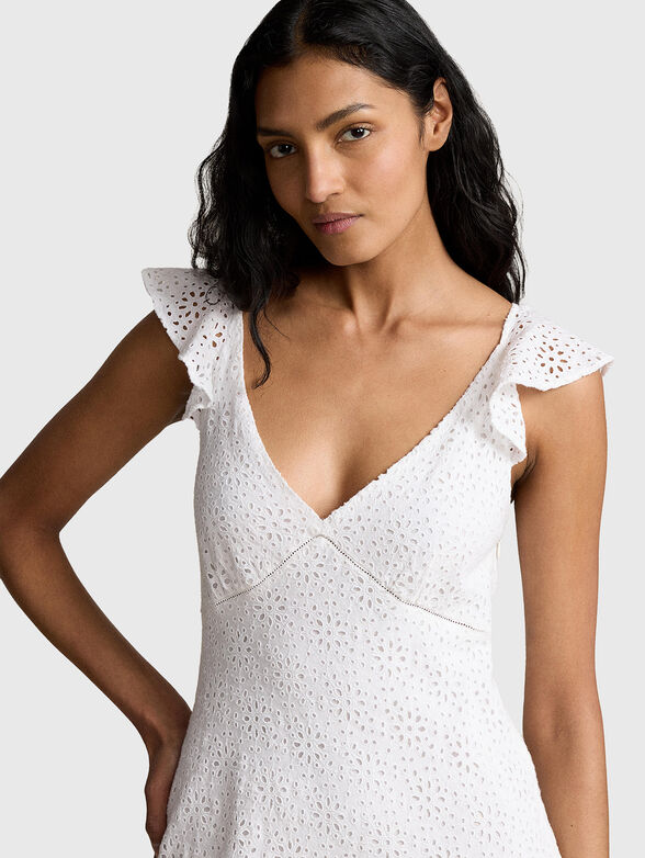 Linen maxi dress with English embroidery - 4