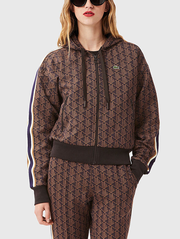 Sweatshirt with monogram logo print in brown - 1